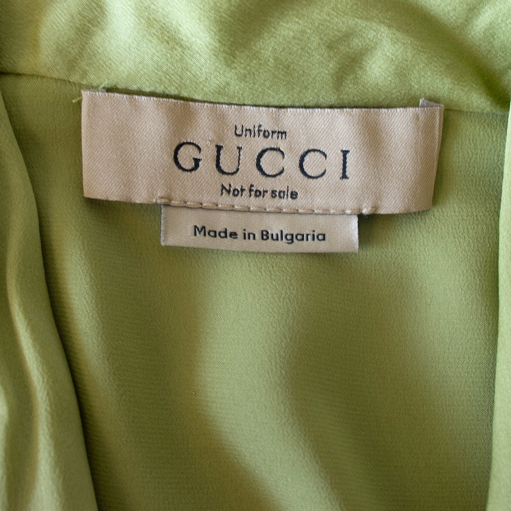 Gucci Uniform SILK Womens SIZE 34 Top Tie Neck Blouse Green LS - Picture 6 of 9